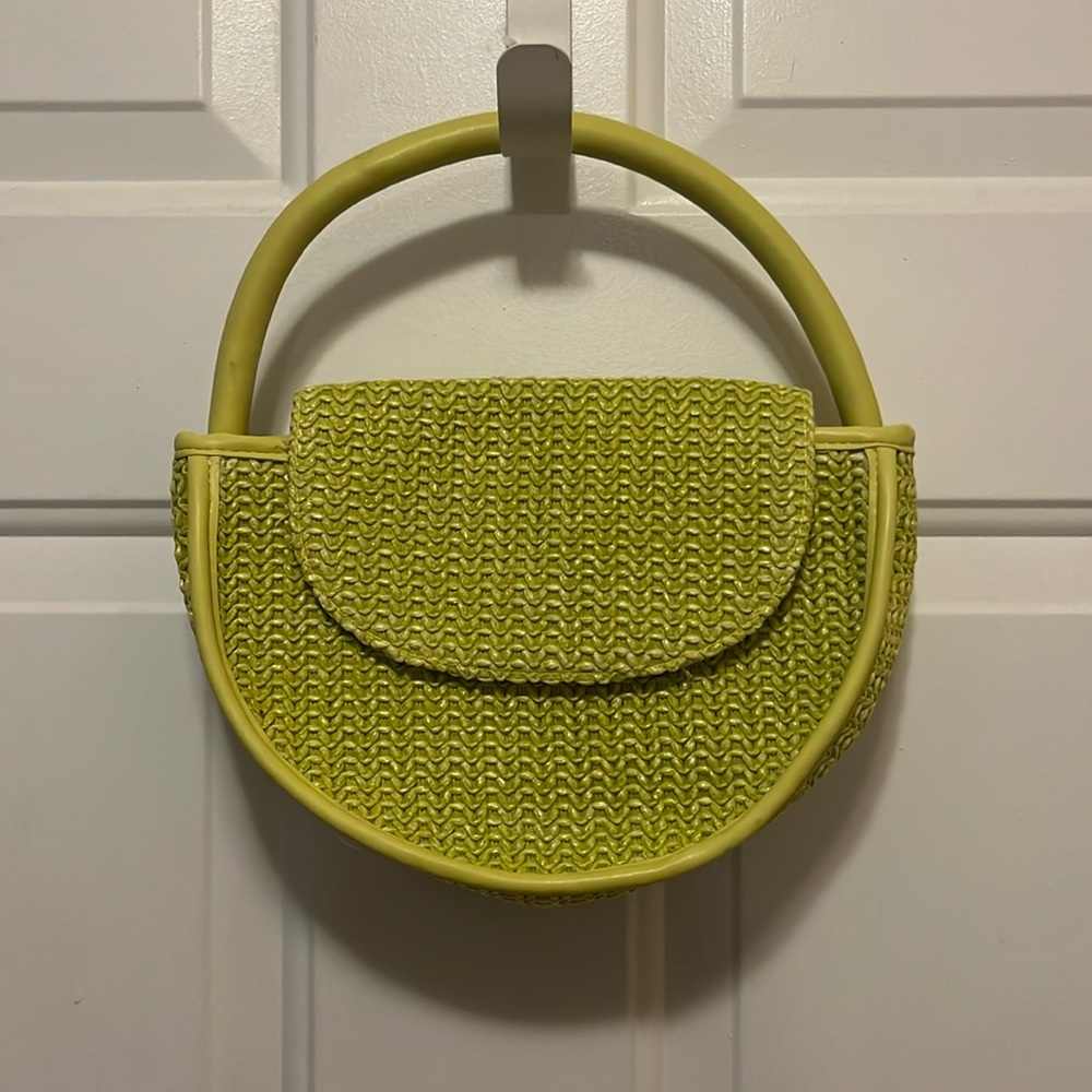 Green wicker purse